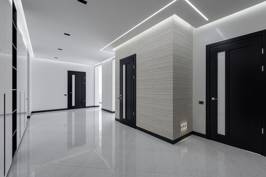 Best Electrical Contractor in West Palm Beach Florida View of a Hallway in a Business with LED Lighting Lining the Walls and Outlets