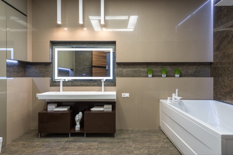 Best Electrical Contractor in Equestrian Club Estates a Bathroom with a Modern Lighting Plan